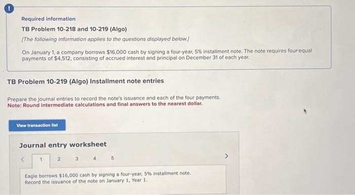 Solved Required information TB Problem 10-218 and 10-219 | Chegg.com