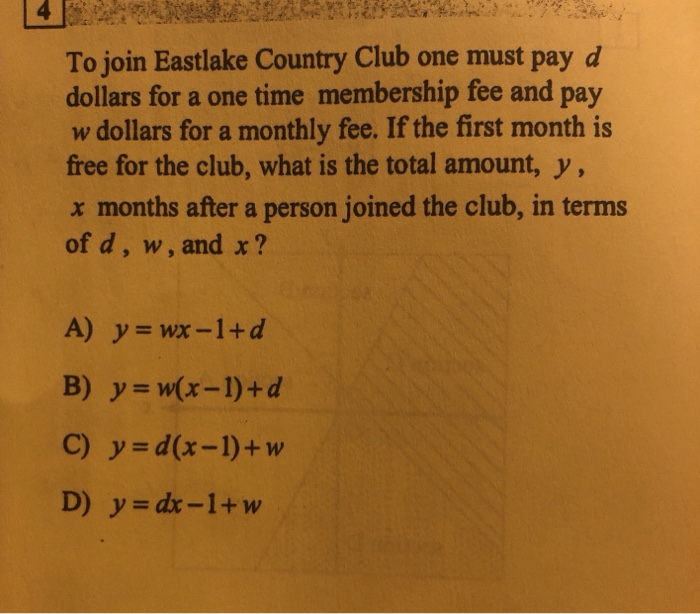 Solved To join Eastlake Country Club one must pay d dollars