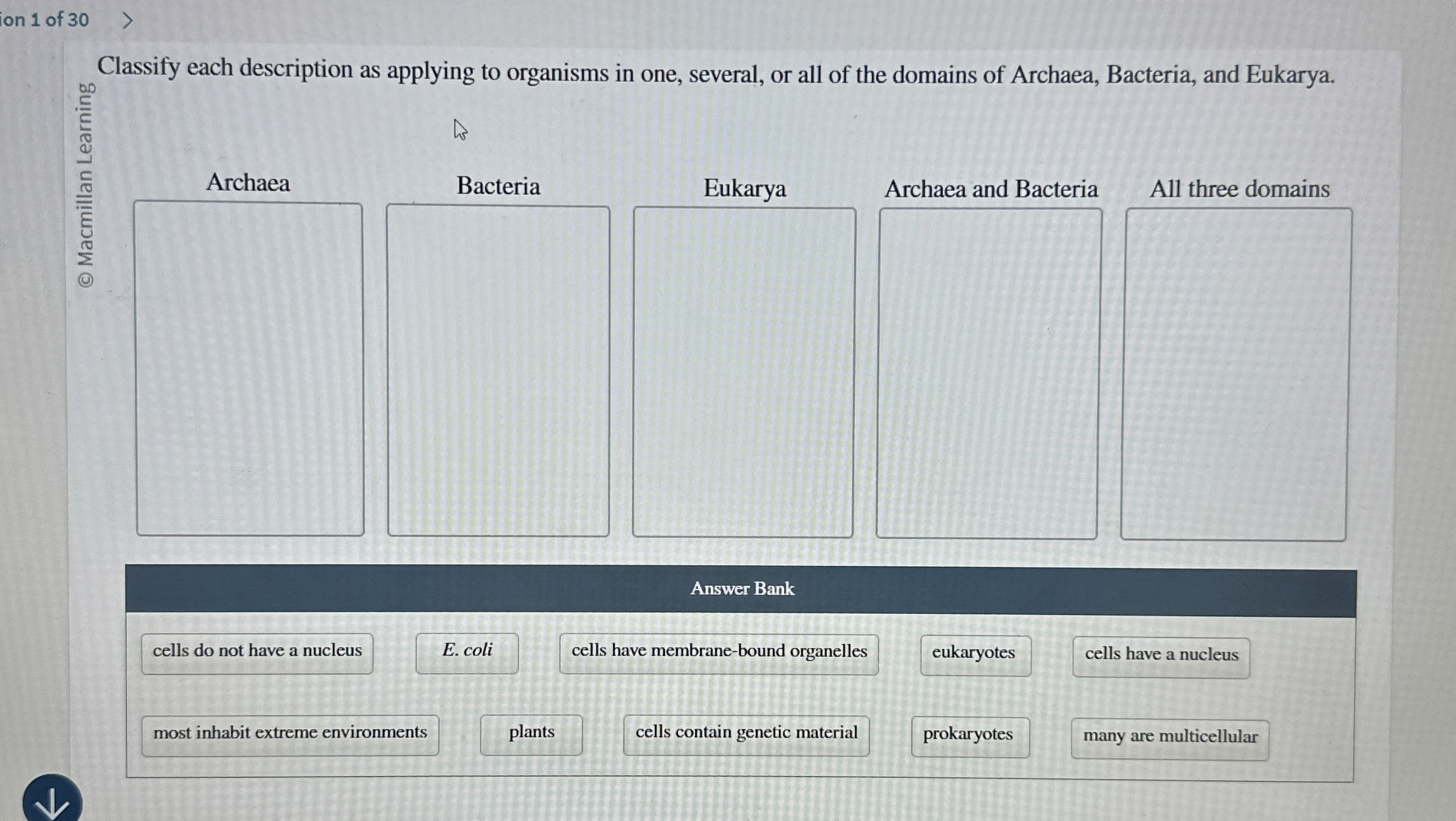 Solved ion 1 ﻿of 30Classify each description as applying to | Chegg.com