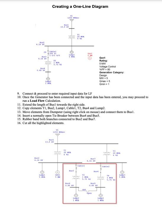 Creating a OneLine Diagram 1. Enter four new