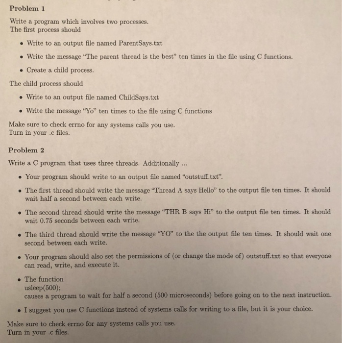 Solved Problem 1 Write a program which involves two | Chegg.com