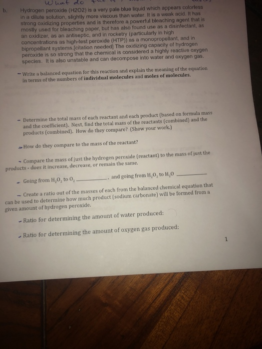 Balanced Chemical Equation For Hydrogen Peroxide And Bleach Tessshebaylo