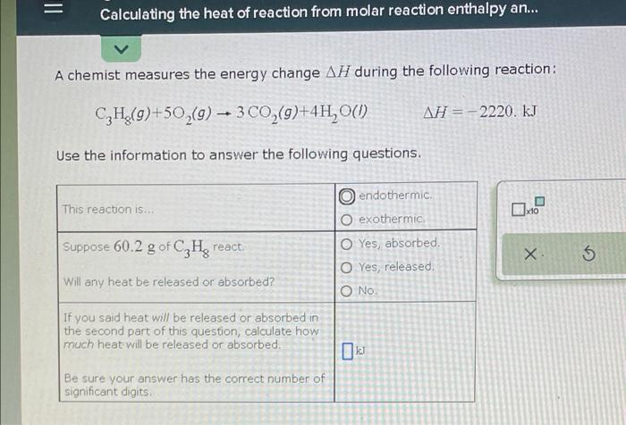 Solved = Calculating The Heat Of Reaction From Molar | Chegg.com