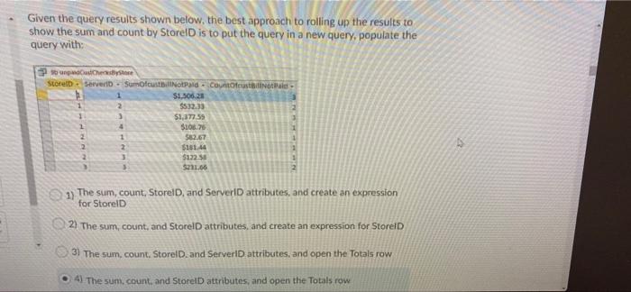 Solved Given the query results shown below, the best | Chegg.com