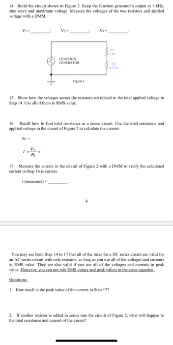 Solved 14. Build the circuit shown in Figure 2. Keep the | Chegg.com