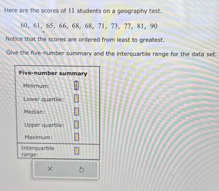 Solved 25 Here are the scores of 11 students on a geography | Chegg.com