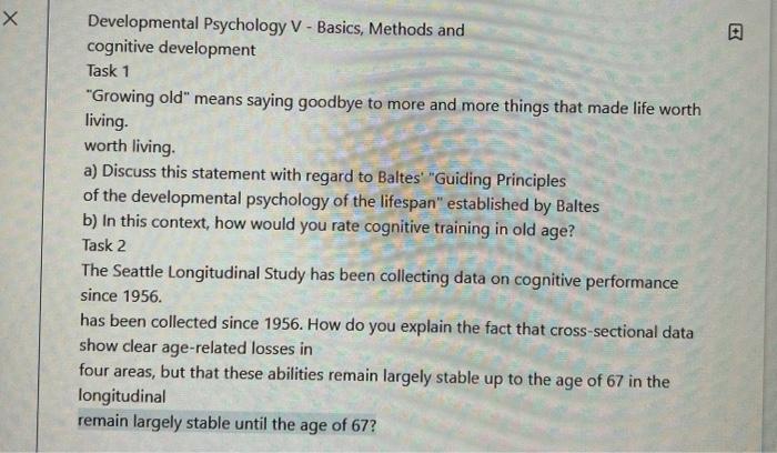 Solved Developmental Psychology V - Basics, Methods and | Chegg.com