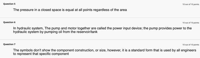 Solved Questions 10 out of 10 points The pressure in a | Chegg.com