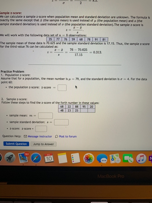 Solved 2 z Sample Zscore We can calculate a sample zscore