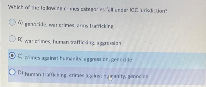 Which Of The Following Crimes Categories Fall Under | Chegg.com