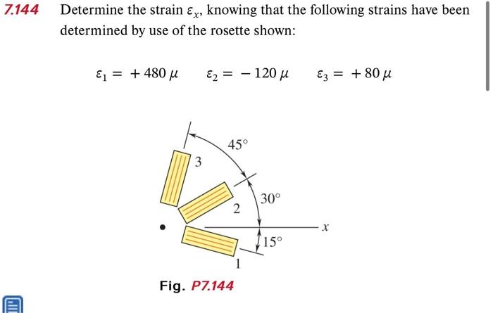 Solved 7.144 Determine the strain Ex, knowing that the | Chegg.com