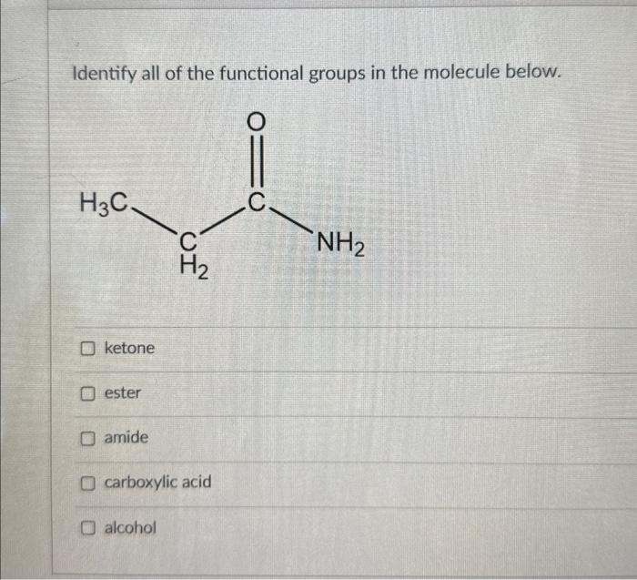 Solved Identify all of the functional groups in the molecule | Chegg.com