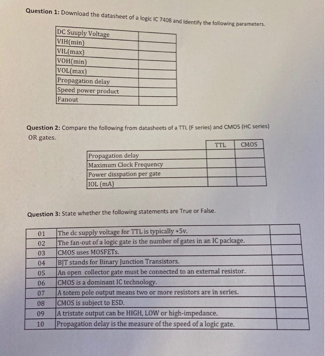 Solved Question 1 Download The Datasheet Of A Logic Ic 7 Chegg Com