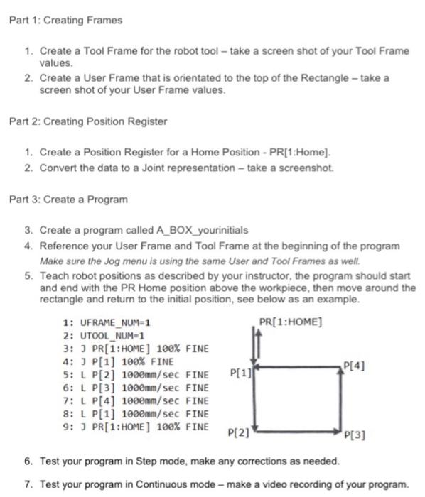 Solved Part 1: Creating Frames 1. Create a Tool Frame for | Chegg.com