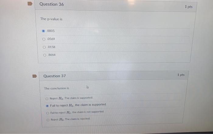 Solved Use the following to answer 34 - 37 A statistic | Chegg.com