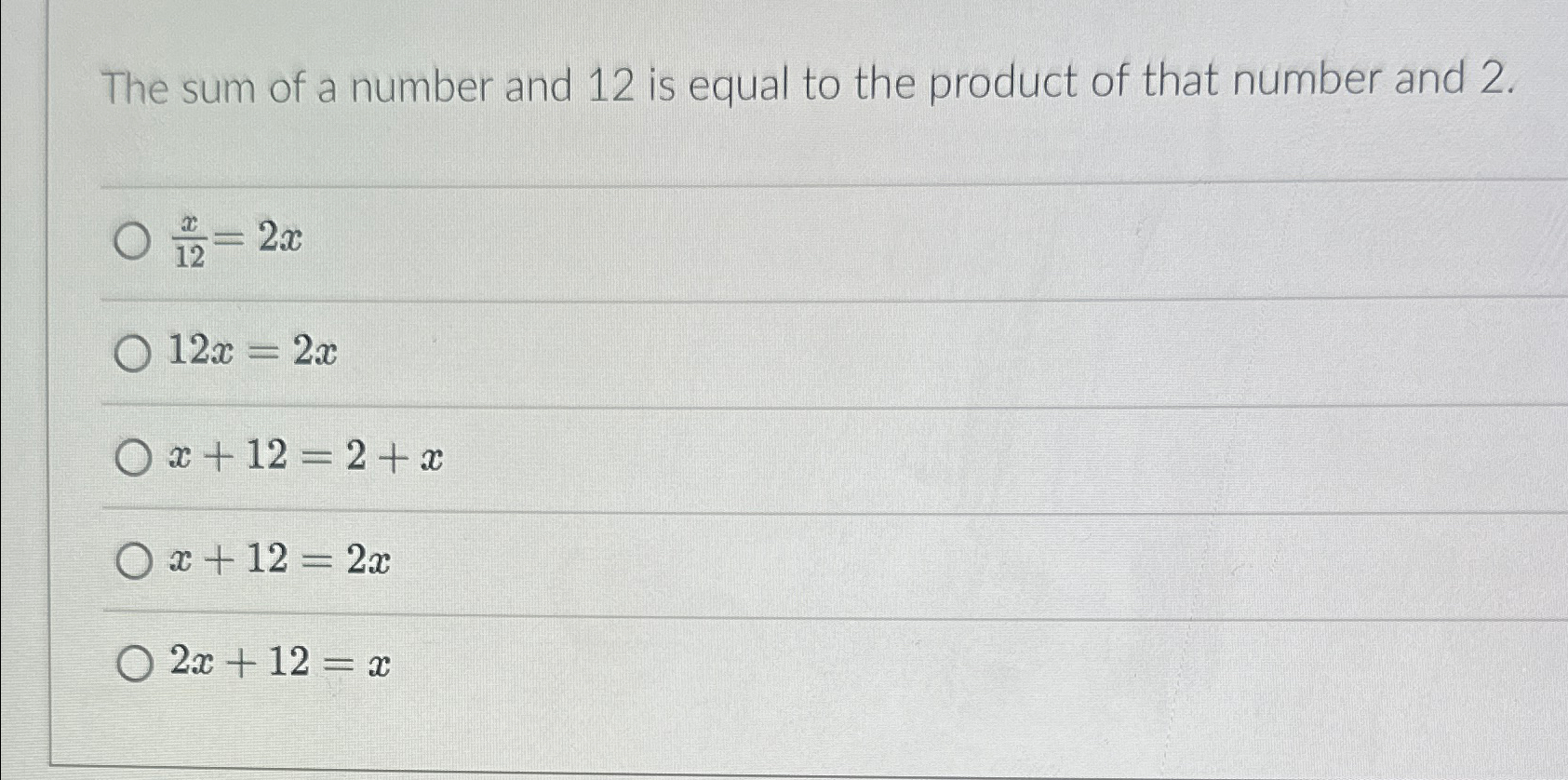 27 is 12 more than a number x