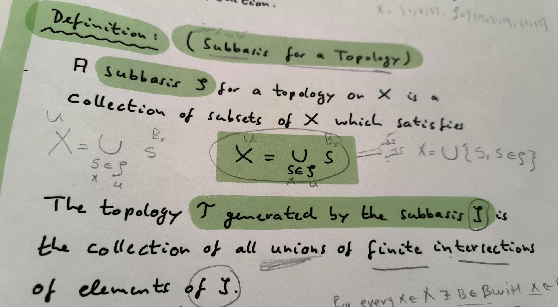 Solved A subbasis ρ for a topology on x is a Collection of | Chegg.com