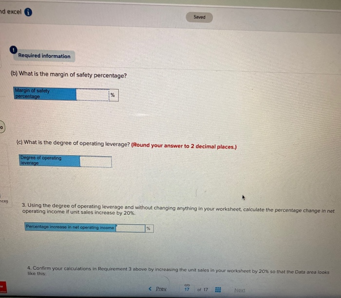 Solved and excel 1 Saved Help Sev Required information | Chegg.com