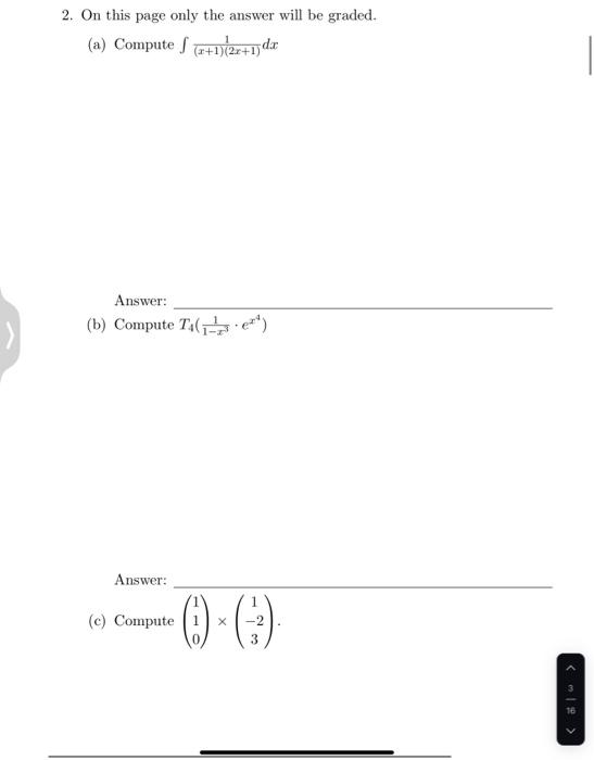 Solved 2. On this page only the answer will be graded. (a) | Chegg.com