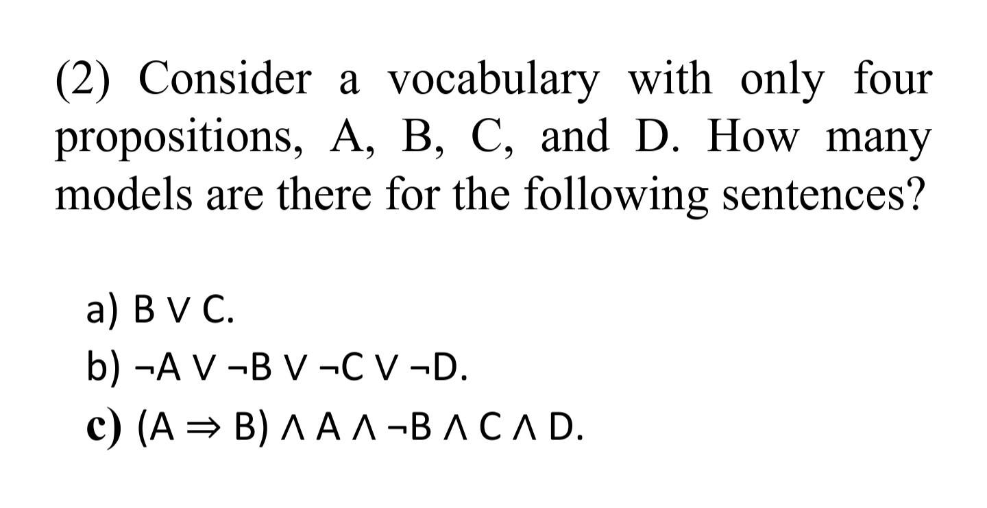 Solved (2) Consider A Vocabulary With Only Four | Chegg.com