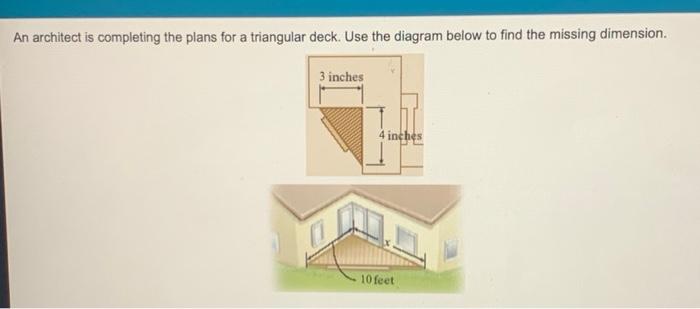 Solved An architect is completing the plans for a triangular | Chegg.com