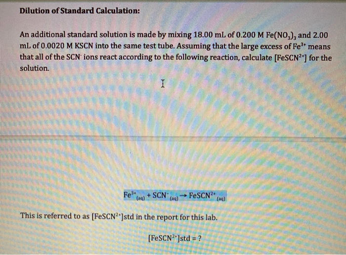 Solved Dilution Calculations: As part of this lab, you will | Chegg.com