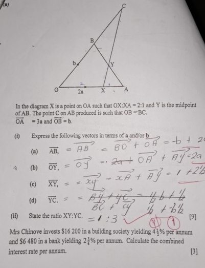 Solved (a)In the diagram X is a point on OA such that | Chegg.com