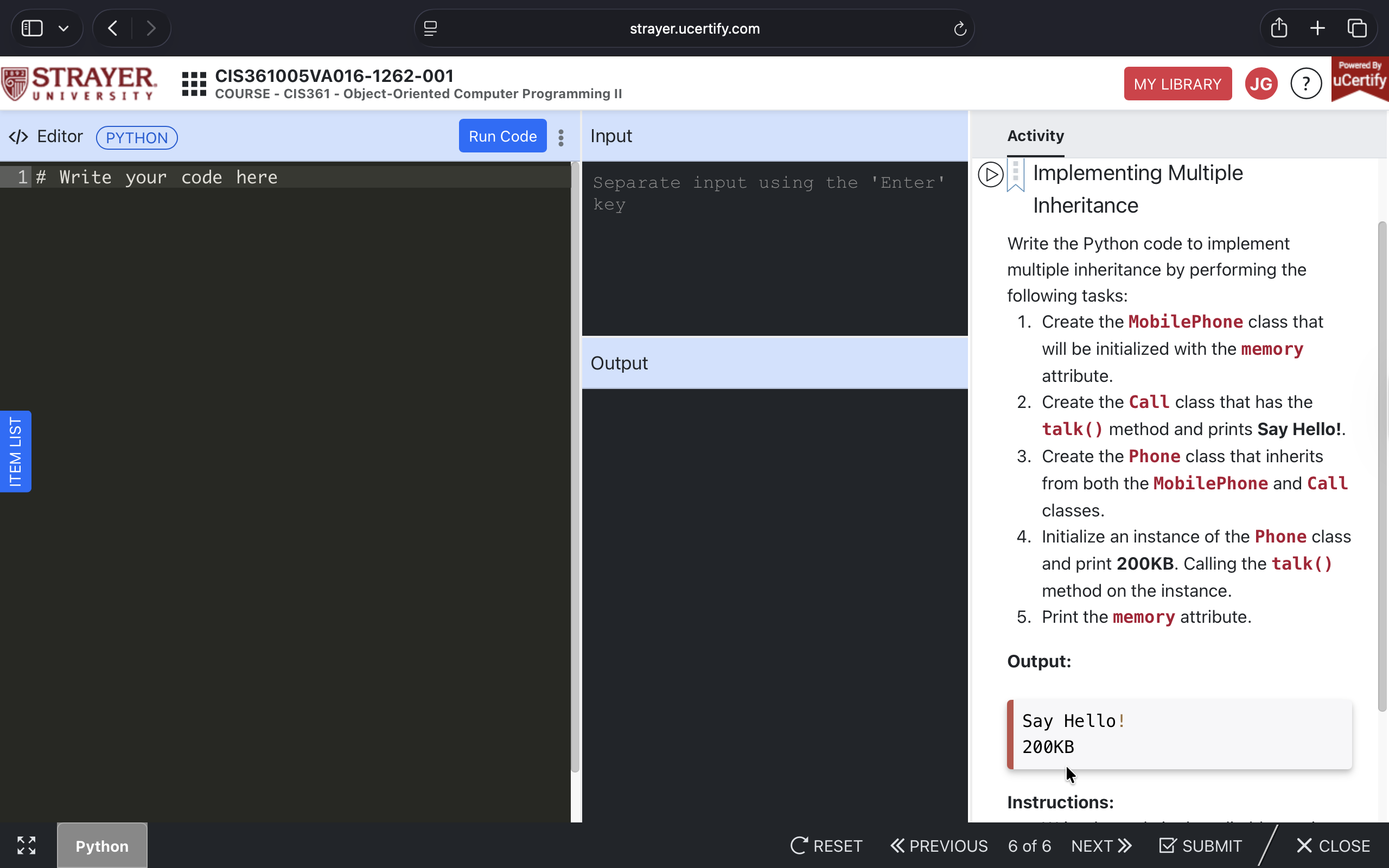 Solved Implementing Multiple InheritanceWrite the Python | Chegg.com