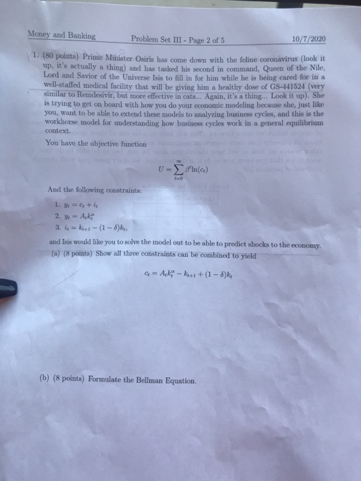 Money and Banking Problem Set III Page 2 of 5