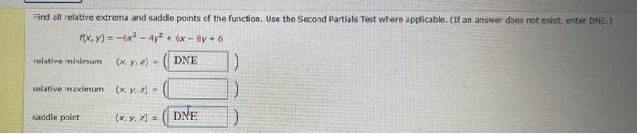 Solved Find all relative extrema and saddle points of the | Chegg.com