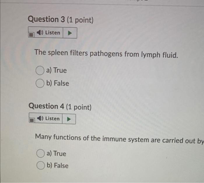 Solved Question 3 (1 point) Listen The spleen filters