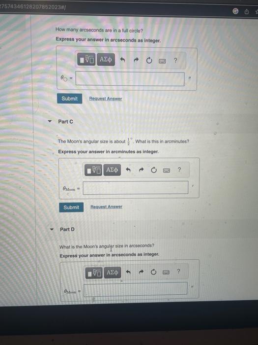 Solved How many arcseconds are in a full circle? Express | Chegg.com