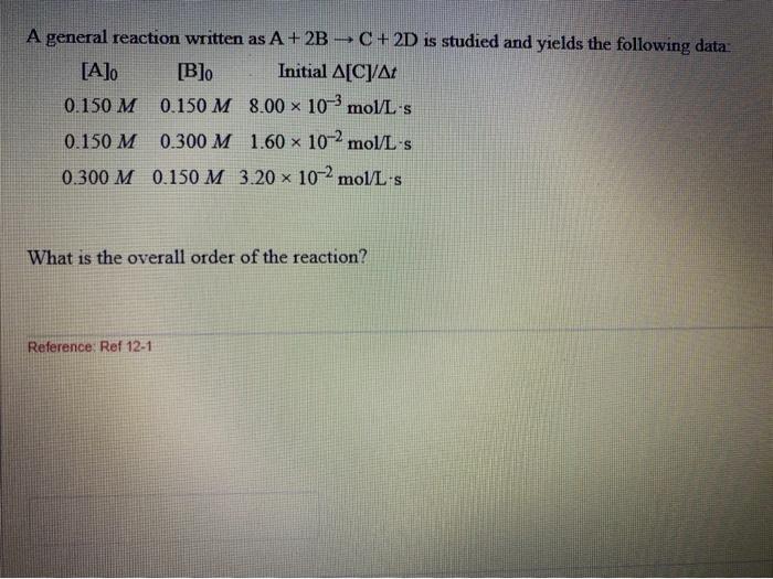 Solved A general reaction written as A + 2B — C+2D is | Chegg.com