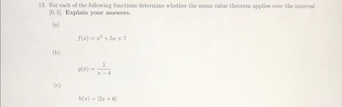 Solved 13. For each of the following functions determine | Chegg.com