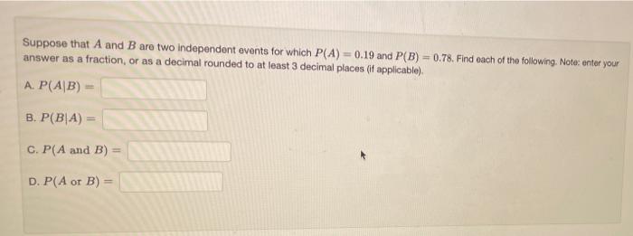 Solved Suppose That A And B Are Two Independent Events For | Chegg.com