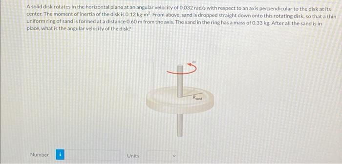 Solved A solid disk rotates in the horizontal plane at an | Chegg.com