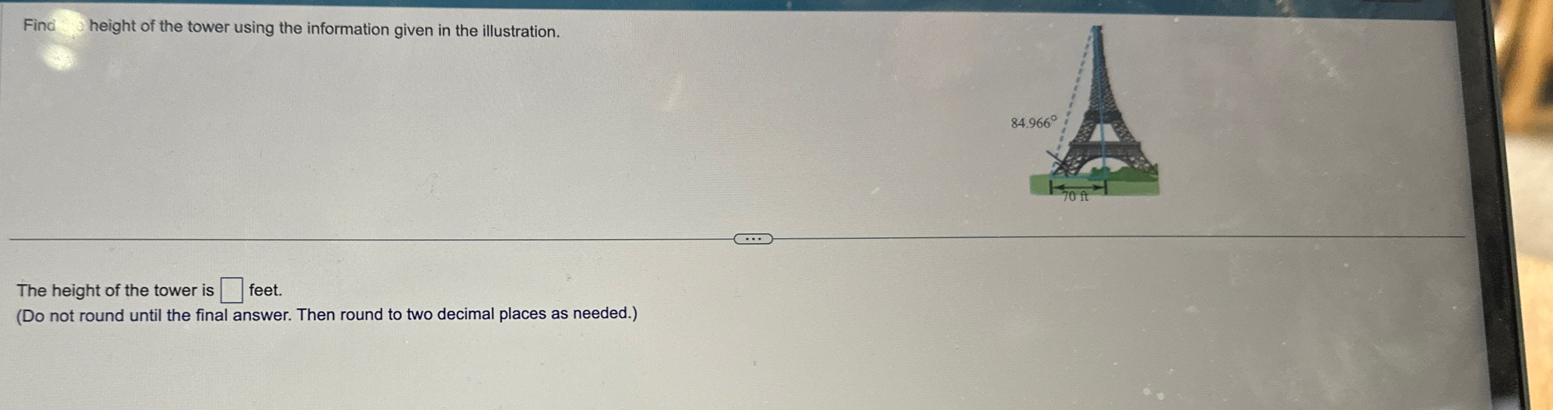 Solved Find height of the tower using the information given | Chegg.com