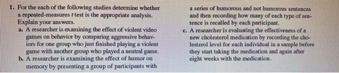 Solved 1. For the each of the following studies determine | Chegg.com