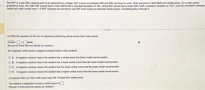 Solved The SAT is a test often used as part of an | Chegg.com