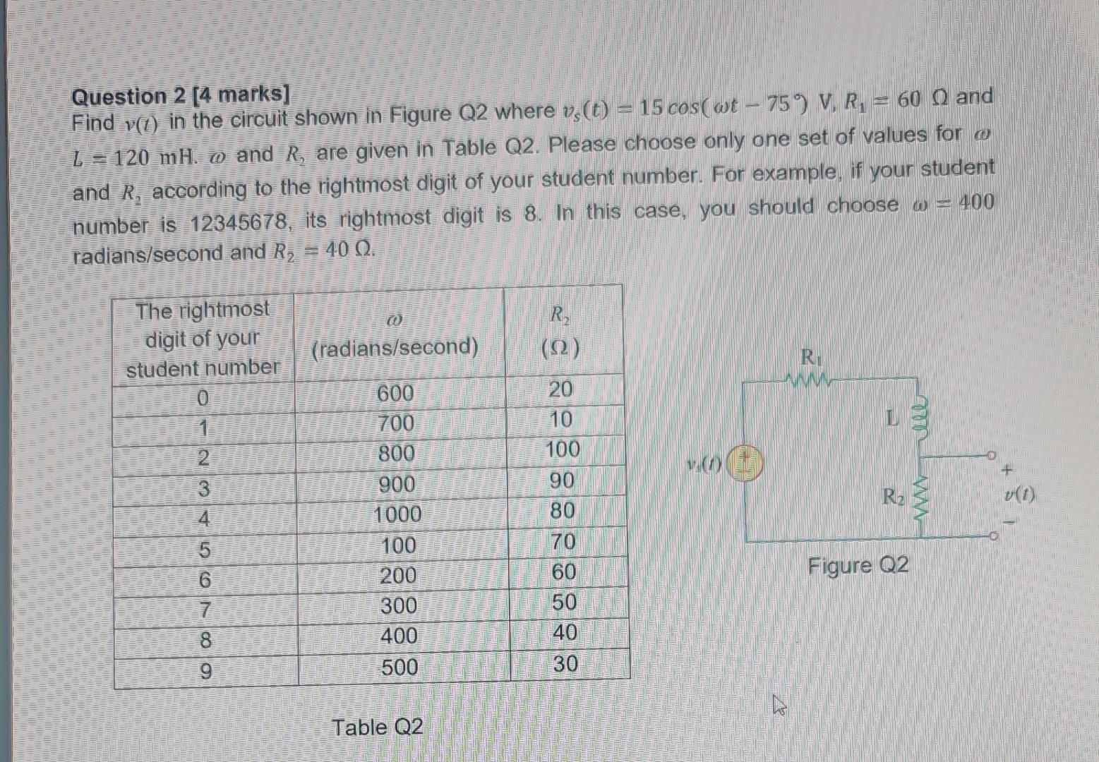 Solved Question 2 [4 marks] Find v() in the circuit shown in | Chegg.com