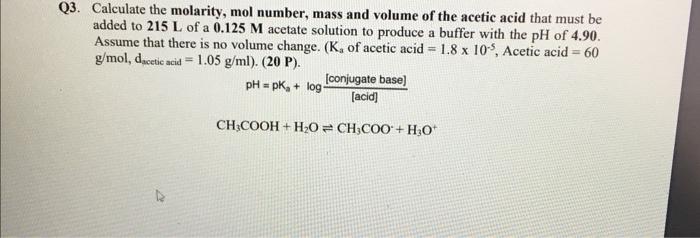Solved 3. Calculate the molarity, mol number, mass and | Chegg.com