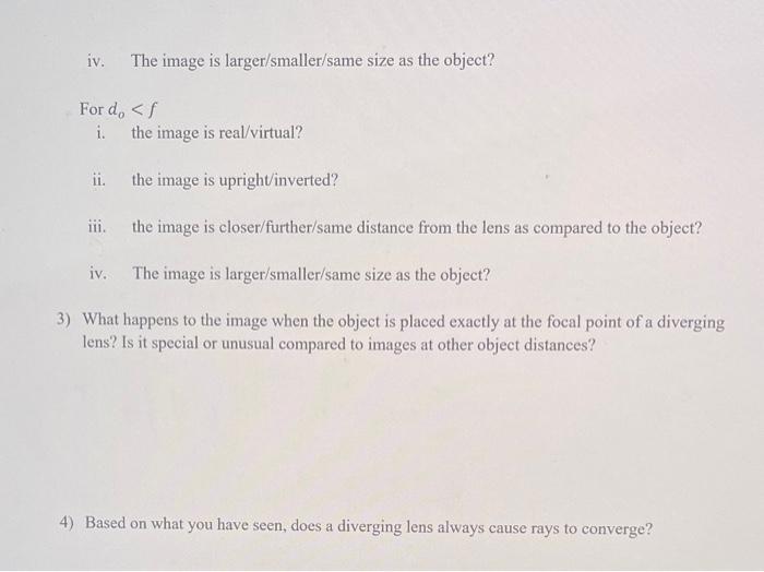 Solved 2) Move the object left and right, closer to and | Chegg.com