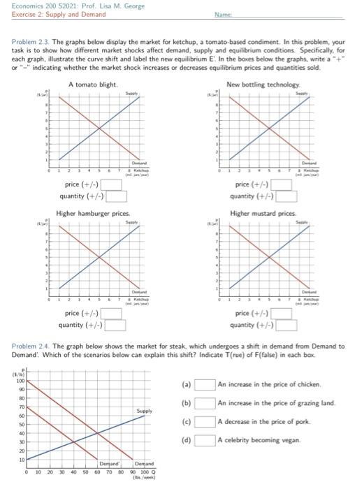 Solved Economics 200 52021: Prof. Lisa M. George Exercise 2. | Chegg.com