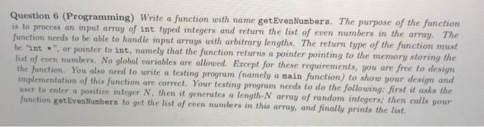 Solved Question 6 (Programming) Write a function with name | Chegg.com