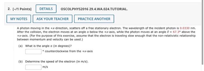 Solved A photon moving in the +x-direction, scatters off a | Chegg.com