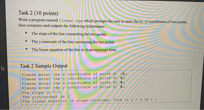 Solved Task 2 (10 points) Write a program named linear.cpp | Chegg.com