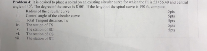Solved ii. Ce Problem 4: It is desired to place a spiral on | Chegg.com