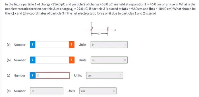 Solved In the figure particle 1 of charge −116.0μC and | Chegg.com