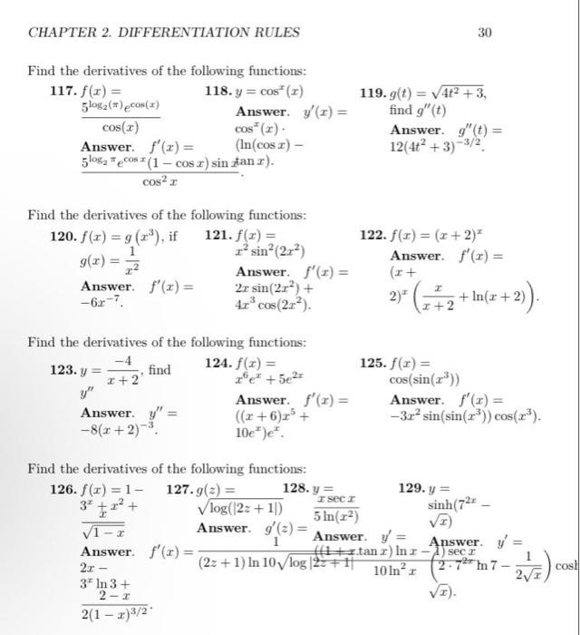 Solved CHAPTER 2. DIFFERENTIATION RULES 30 Find the | Chegg.com