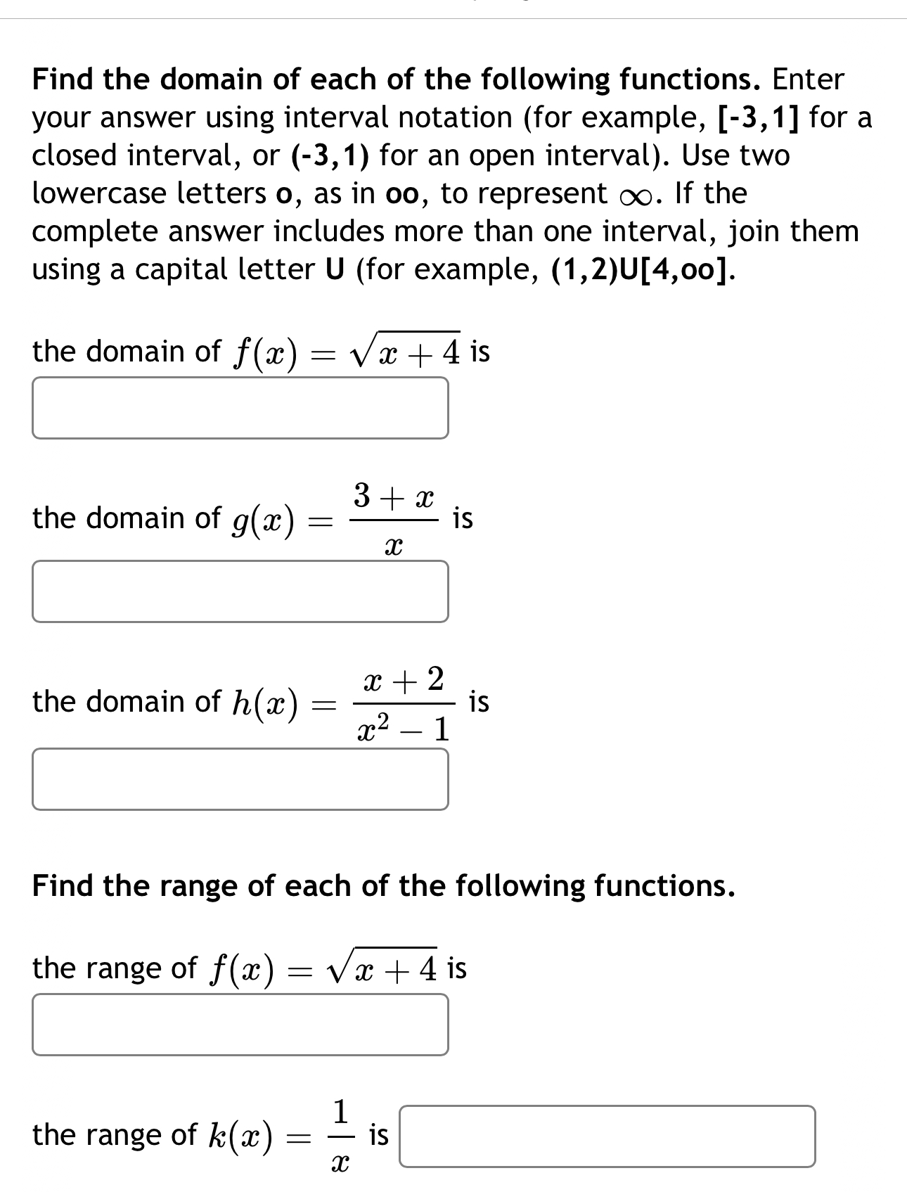 Solved Find The Domain Of Each Of The Following Functions